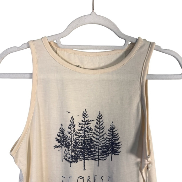 Tentree “The Forest is My Friend” Cream Treeblend Tank Top Size XS Outdoor - Picture 12 of 15